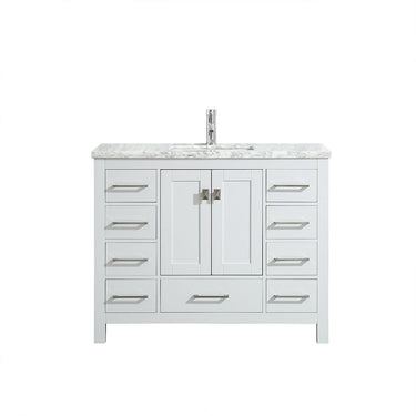 Eviva Hampton 36″ x 18″ White Transitional Bathroom Vanity w/ White Carrara Top Vanity Eviva